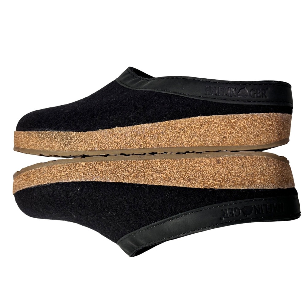 Haflinger Clogs Womens 38 Black Wool Cork Mules Slip On Shoes - Picture 6 of 9